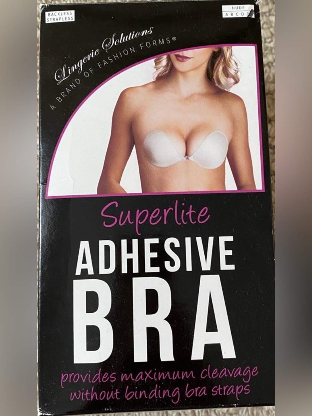 Lingerie Solutions Superlite Reusable Backless Adhesive Bra - Nude Size DD